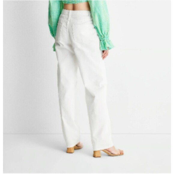 Future Collective with Alanis Noelle Cut Out Waist Straight Leg Jeans White 4 - Picture 2 of 9